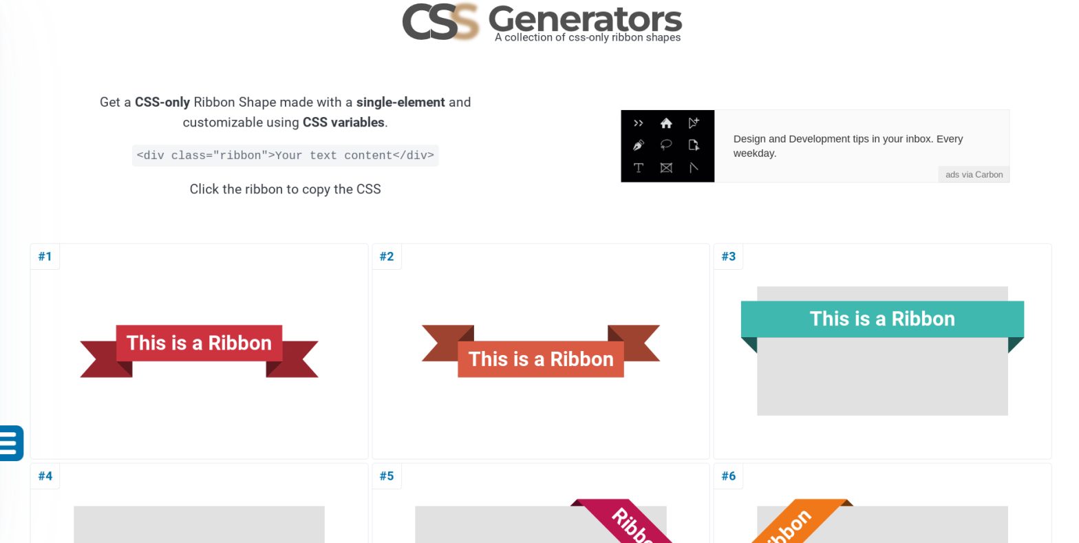 CSS-only Ribbon Generator CSS-only Ribbon Generator